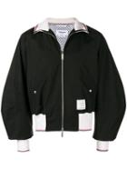 Thom Browne 4-bar Sateen Stripe Blouson Jacket - Black