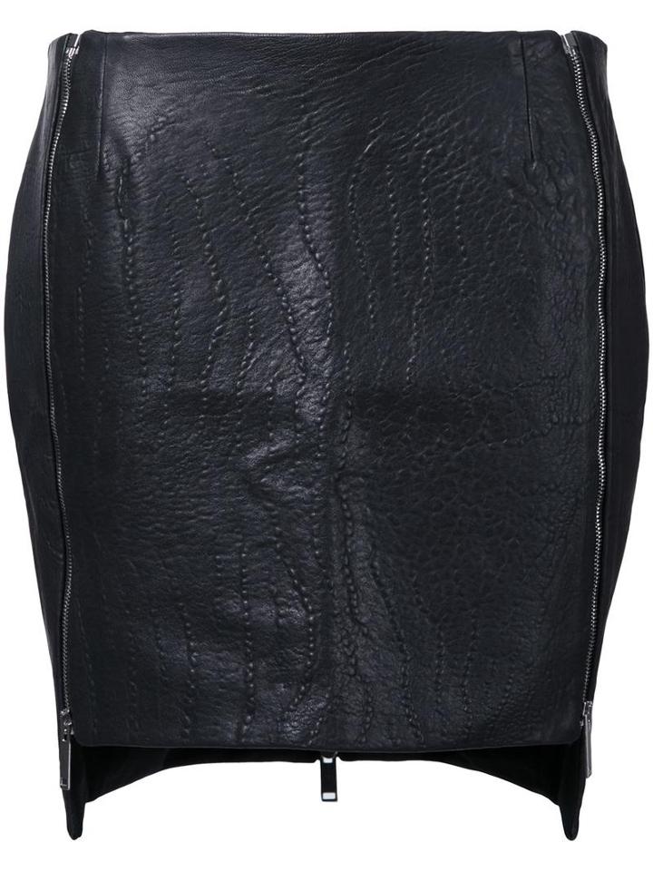 Strateas Carlucci Mini Skirt, Women's, Size: 10, Black, Calf Leather