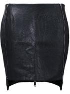 Strateas Carlucci Mini Skirt, Women's, Size: 10, Black, Calf Leather