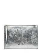 Stella Mccartney Logo Faux Leather Clutch Bag - Metallic