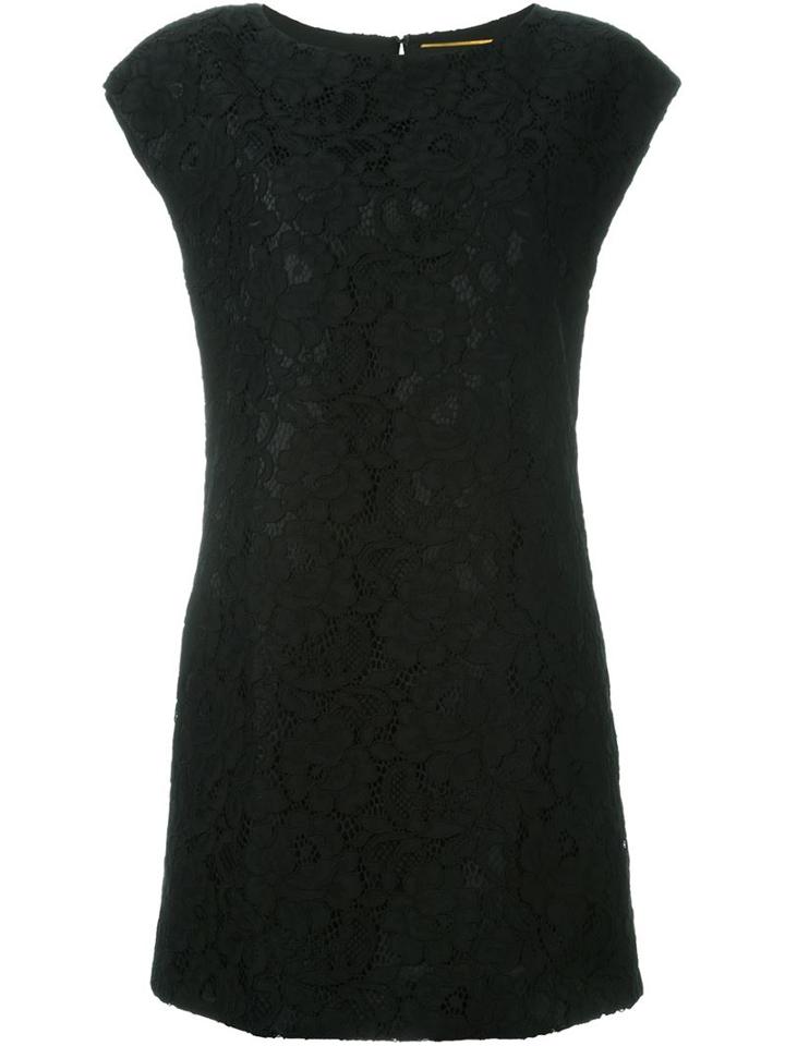 Saint Laurent Floral Lace Shift Dress, Women's, Size: 40, Black, Cotton/nylon/modal/silk