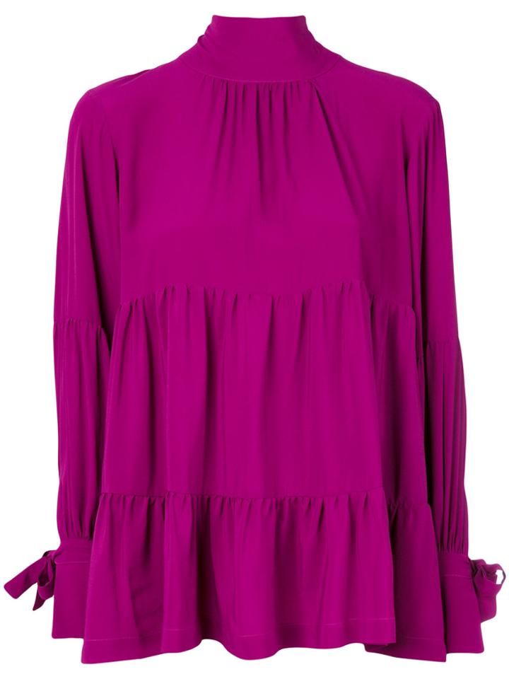 Erika Cavallini High Neck Tiered Top - Pink & Purple