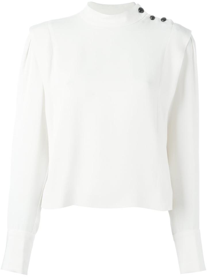Isabel Marant 'belissa' Buttoned Shoulder Top, Women's, Size: 40, White, Silk/acetate