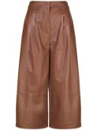 Tibi Stella Leather Cropped Trousers - Brown