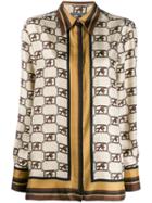 Alberta Ferretti Logo Chain Print Shirt - Neutrals