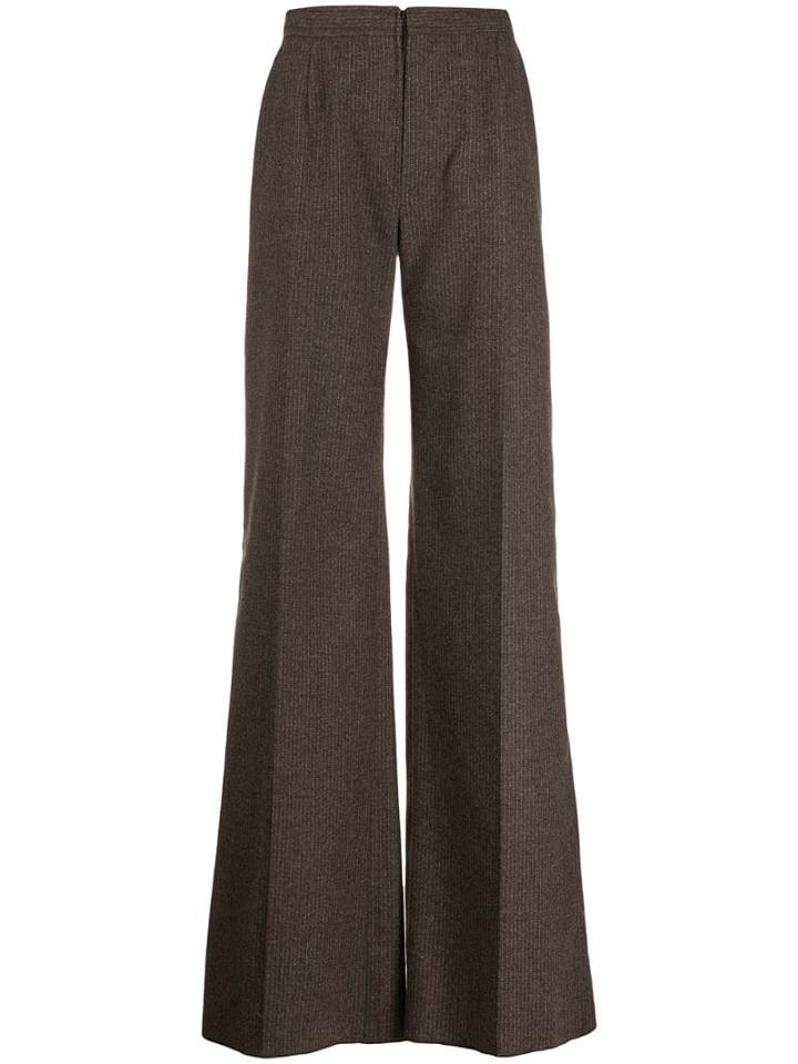 Emanuel Ungaro Pre-owned 1970's Pinstriped Flared Trousers - Brown