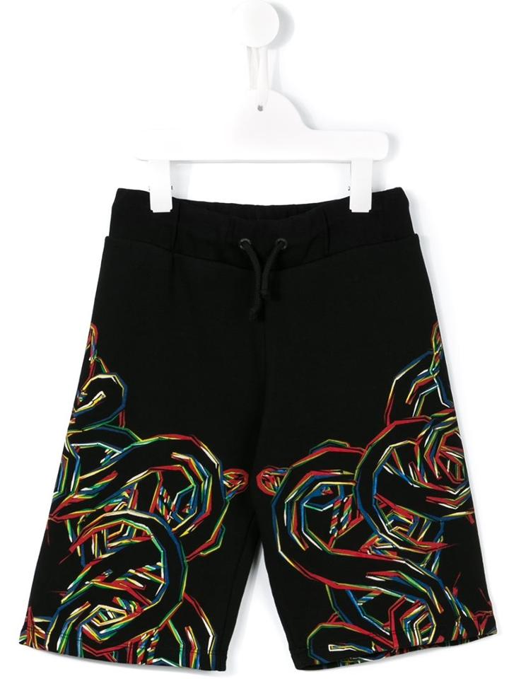 Marcelo Burlon County Of Milan Kids 'negative Wings' Shorts, Boy's, Size: 10 Yrs, Black