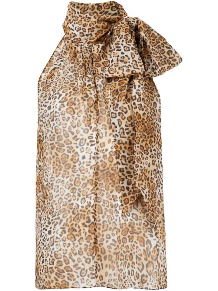 Saint Laurent Leopard Print Blouse - Brown