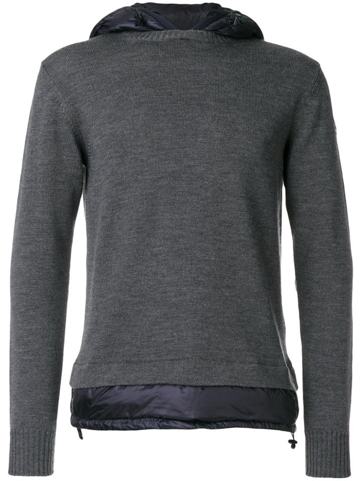 Moncler Padded Trim Knitted Hoodie - Grey