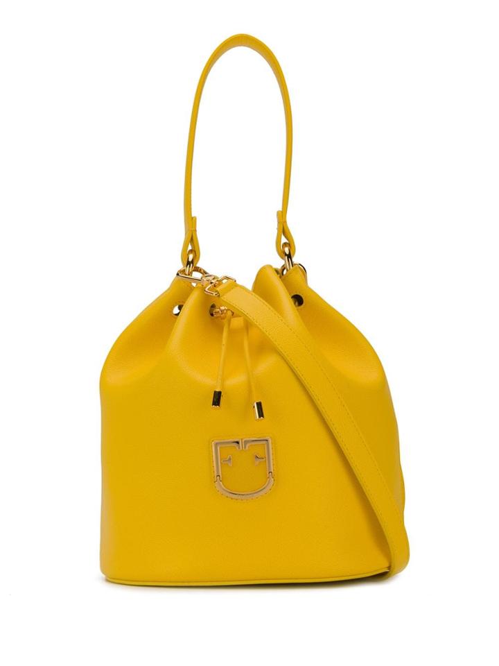 Furla Corona Logo Plaque Bucket Bag - Yellow