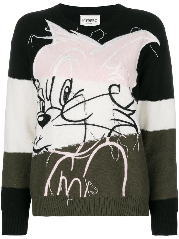 Iceberg Cat Colour Blocked Jumper - Black