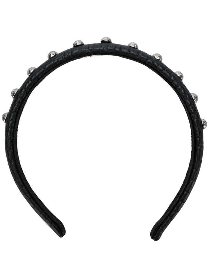 Red Valentino Studded Leather Headband - Black