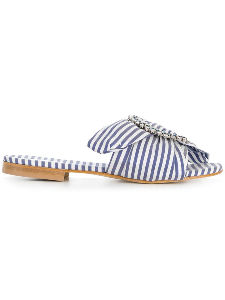 Emanuela Caruso Striped Mules - Blue