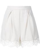 Zimmermann Lace Tuck Shorts, Women's, Size: Small, White, Cotton/nylon/polyester/viscose