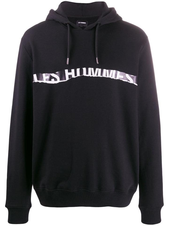 Les Hommes Printed Logo Hoodie - Black