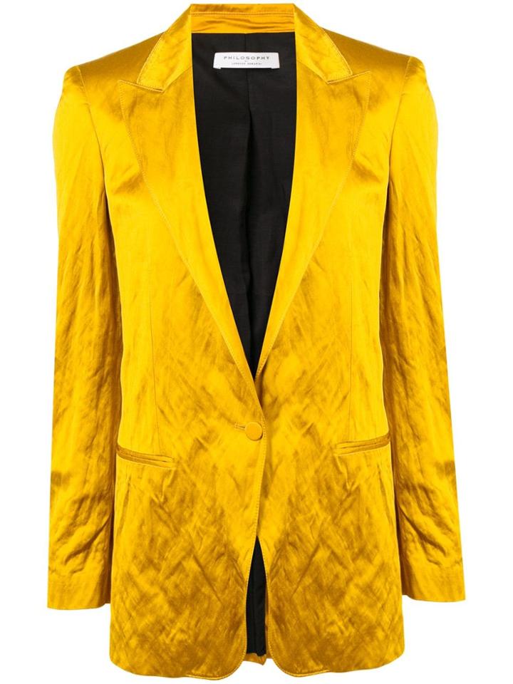 Philosophy Di Lorenzo Serafini Satin Button Blazer - Yellow