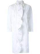 Muveil Embellished Collar Coat, Women's, Size: 38, White, Cotton/nylon/polyethylene
