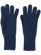 Pringle Of Scotland Ribbed Cuff Gloves - Blue