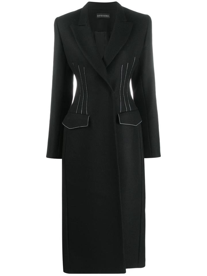 David Koma Belted Midi Coat - Black