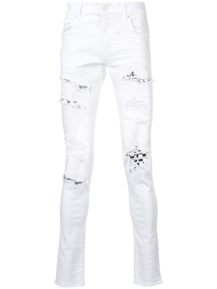 Amiri Art Patch Skinny Jeans - White