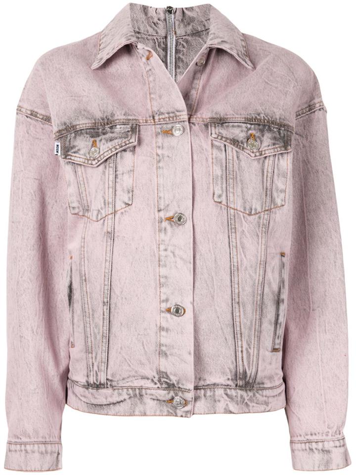 Msgm Giubbino In Denim/denim Jacket - Pink