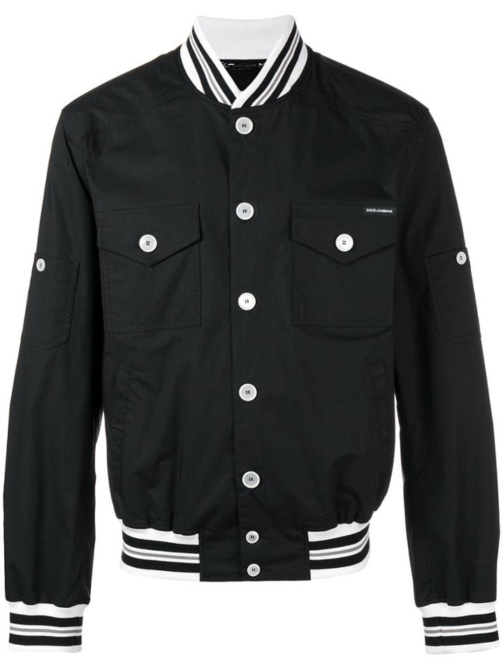 Dolce & Gabbana Logo Tape Detail Bomber Jacket - Black