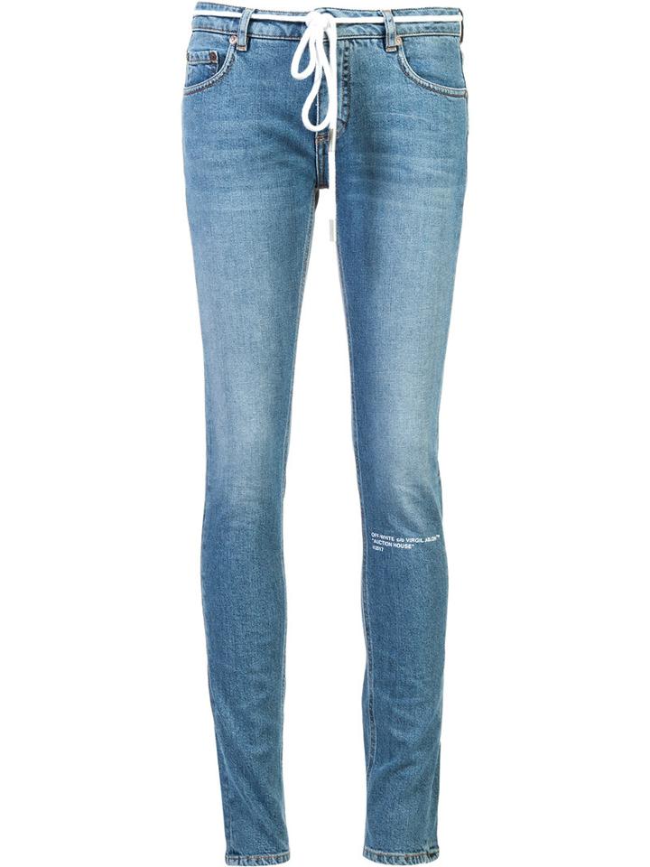 Off-white Auction House Rose Print Jeans, Women's, Size: 28, Blue, Cotton/spandex/elastane