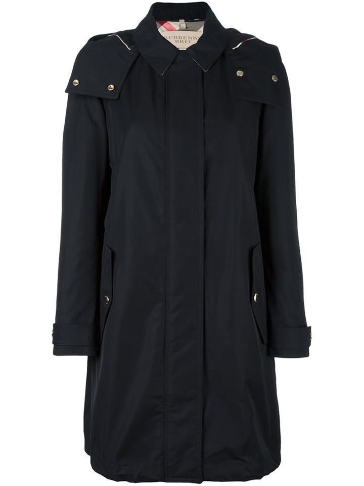 Burberry Hooded Trench Coat, Women's, Size: 10, Black, Cotton/polyamide/cupro