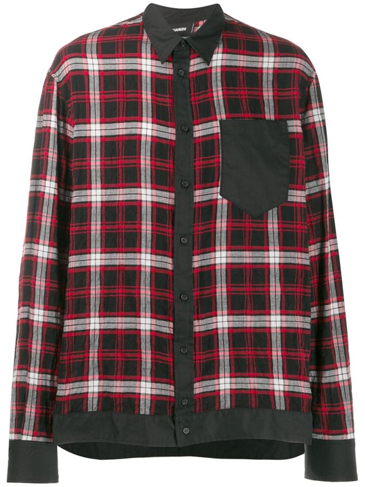 Dsquared2 Contrast Trim Plaid Shirt - Black