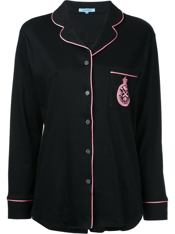 Guild Prime - Contrast Trim Blouse - Women - Cotton - 34, Black, Cotton