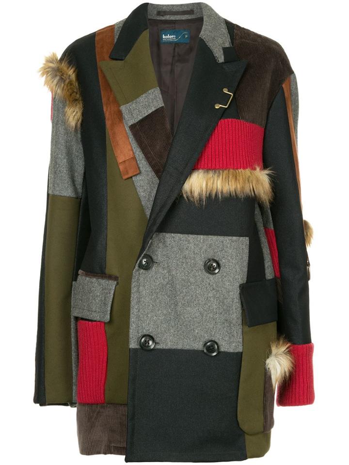 Kolor Contrasting Panels Coat - Multicolour