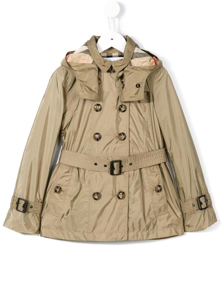 Burberry Kids 'grangemoor' Technical Trenchcoat, Girl's, Size: 8 Yrs, Nude/neutrals