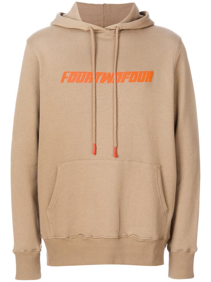 424 Fairfax - Front Print Hoodie - Men - Cotton - L, Brown, Cotton