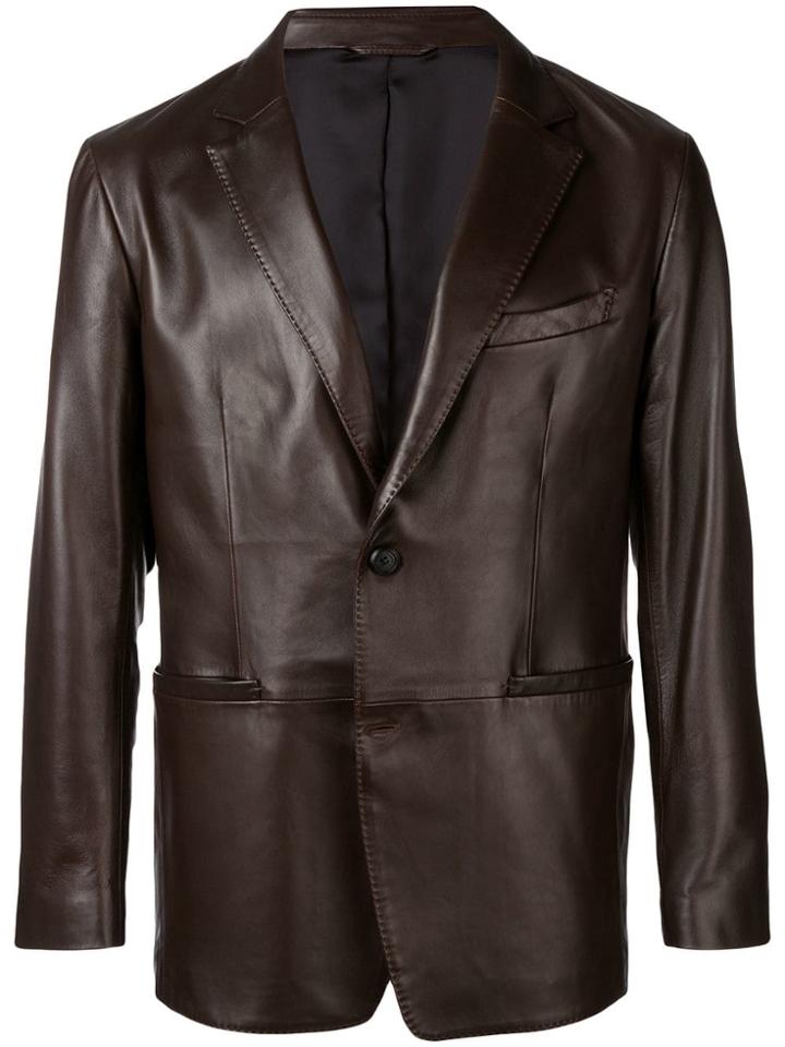 Salvatore Ferragamo Lambskin Blazer - Brown