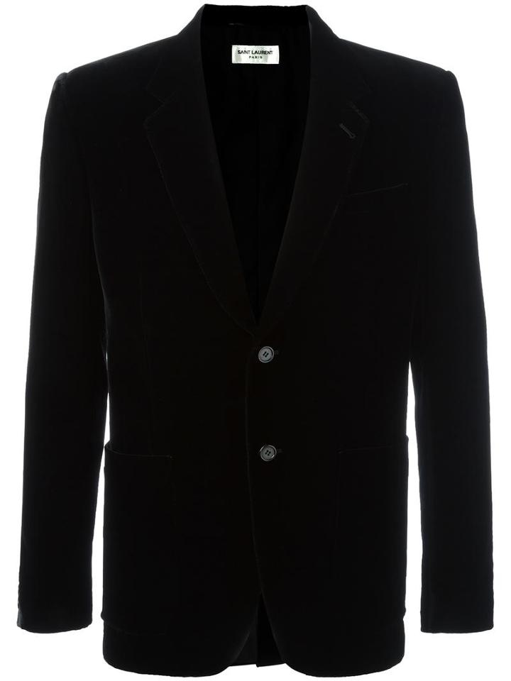 Saint Laurent Velvet Blazer, Men's, Size: 52, Black, Viscose/cupro/cotton/silk