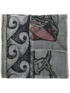 Faliero Sarti Printed Scarf, Men's, Grey, Silk/virgin Wool