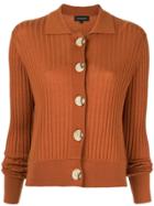 Lee Mathews Ribbed Sheer Cardigan - Brown
