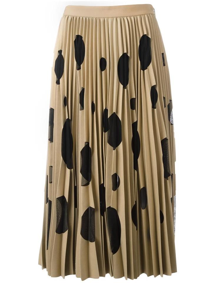 Msgm Polka Dot Pleated Skirt, Women's, Size: 38, Brown, Polyester/spandex/elastane/viscose