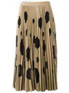 Msgm Polka Dot Pleated Skirt, Women's, Size: 38, Brown, Polyester/spandex/elastane/viscose