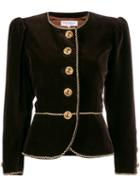 Yves Saint Laurent Pre-owned Collarless Embroidered Jacket - Brown