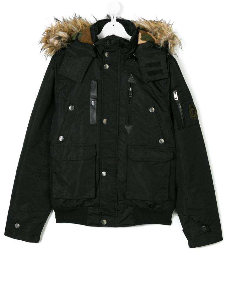 Diesel Kids Hooded Bomber Jacket - Black