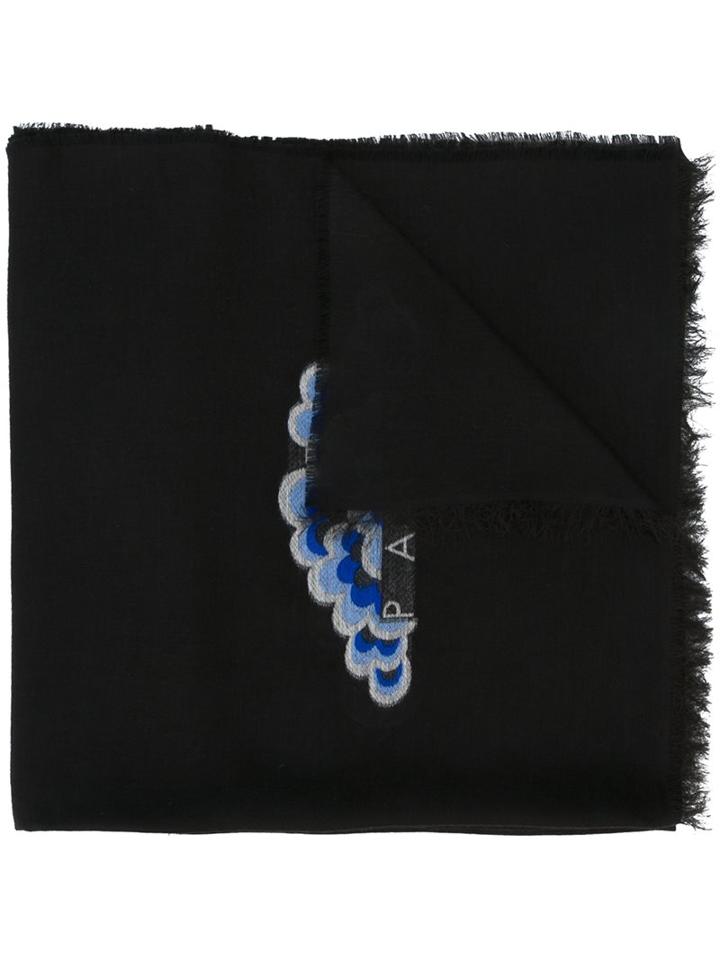Kenzo Embroidered Detail Scarf, Women's, Black, Modal/wool