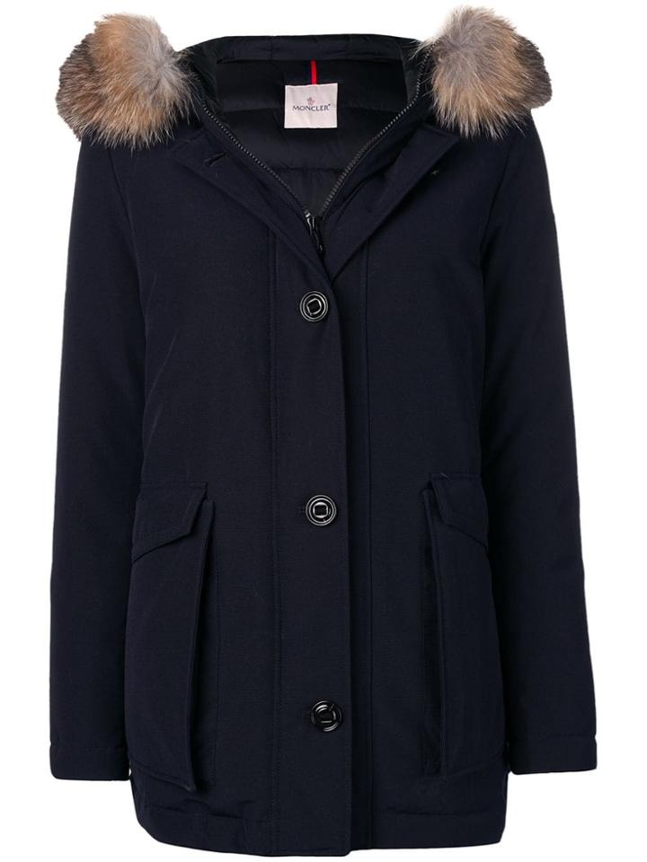 Moncler Fox Fur Hooded Coat - Blue