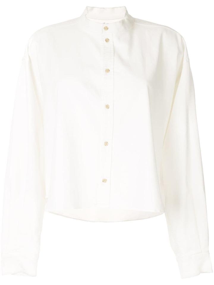 Bassike Cropped Dobby Cord Shirt - White