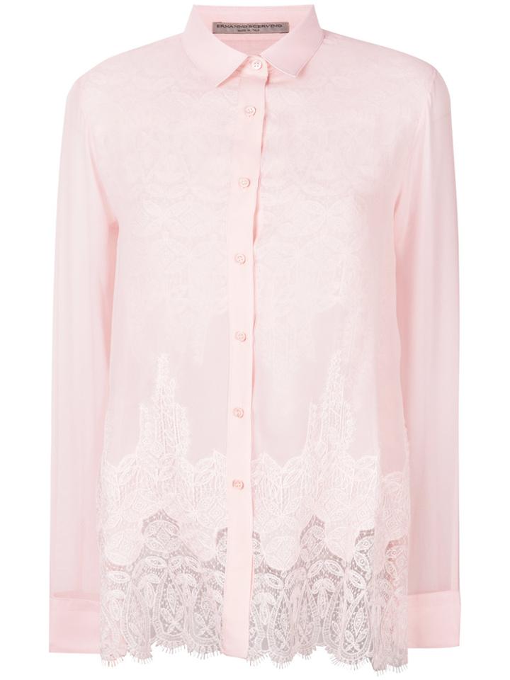 Ermanno Scervino Lace Hem Shirt - Pink & Purple