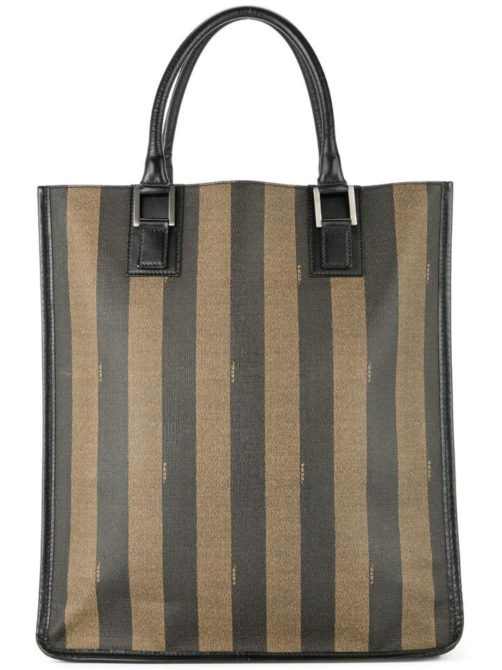 Fendi Pre-owned Striped Logo Tote - Brown