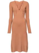 Stella Mccartney Lace Up Jersey Dress - Neutrals