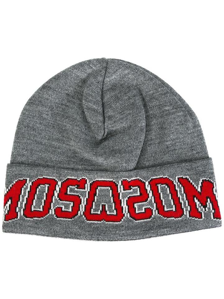 Moschino Varsity Logo Beanie, Men's, Grey, Acrylic/virgin Wool