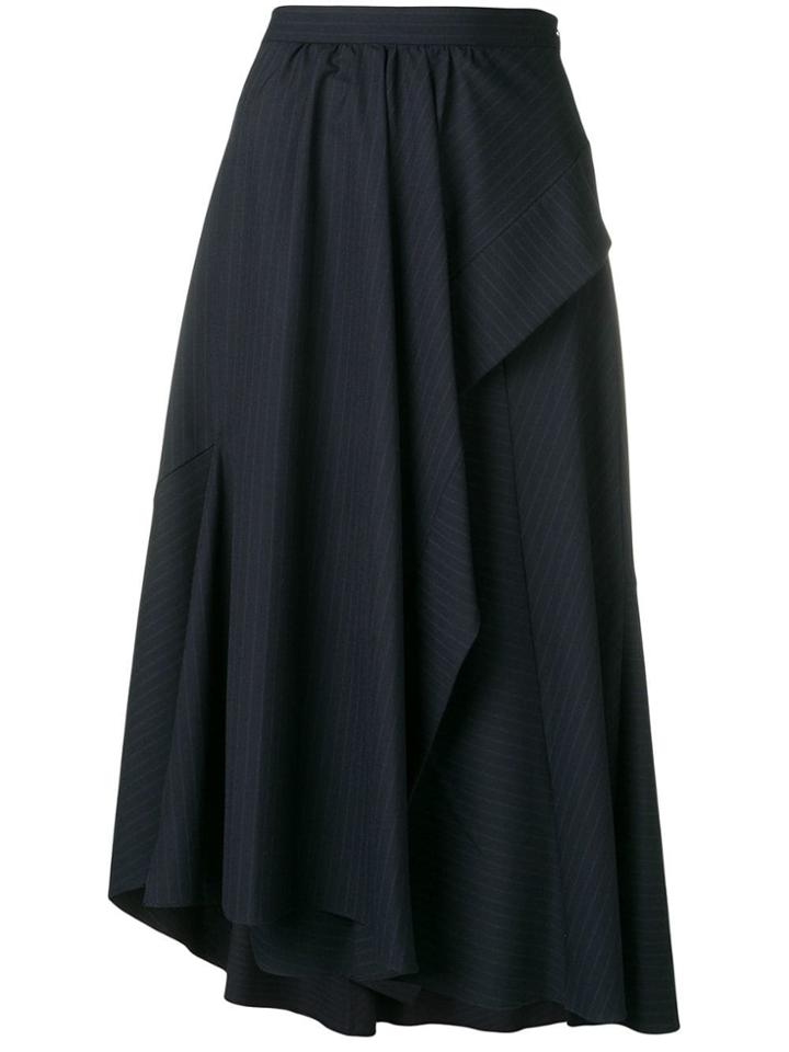 3.1 Phillip Lim Pinstripe Side Ruffle Skirt - Blue