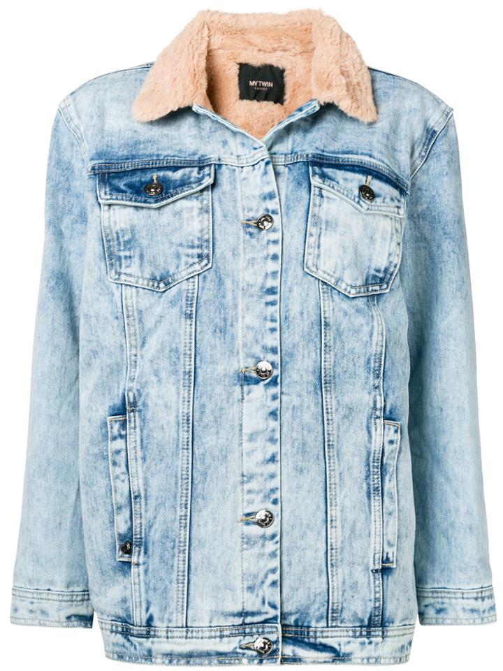 Twin-set Contrast-collar Denim Jacket - Blue